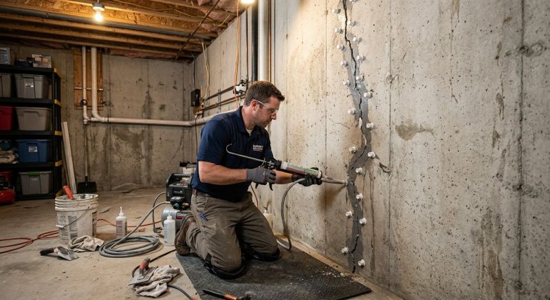 Basement Crack Repair in Newtown, CT
