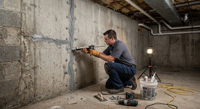 Basement Crack Repair in Newtown, CT