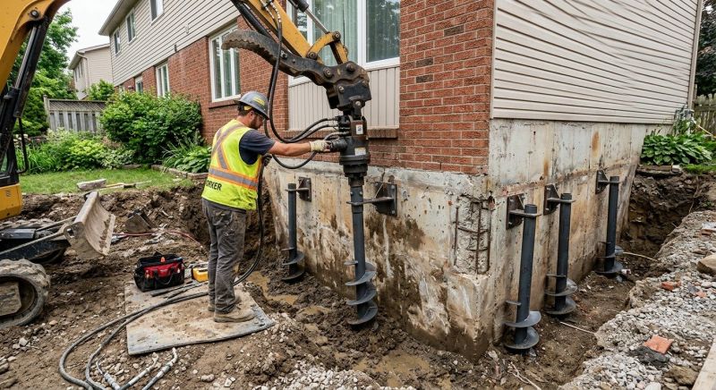 Helical Piers Installation in Newtown, CT